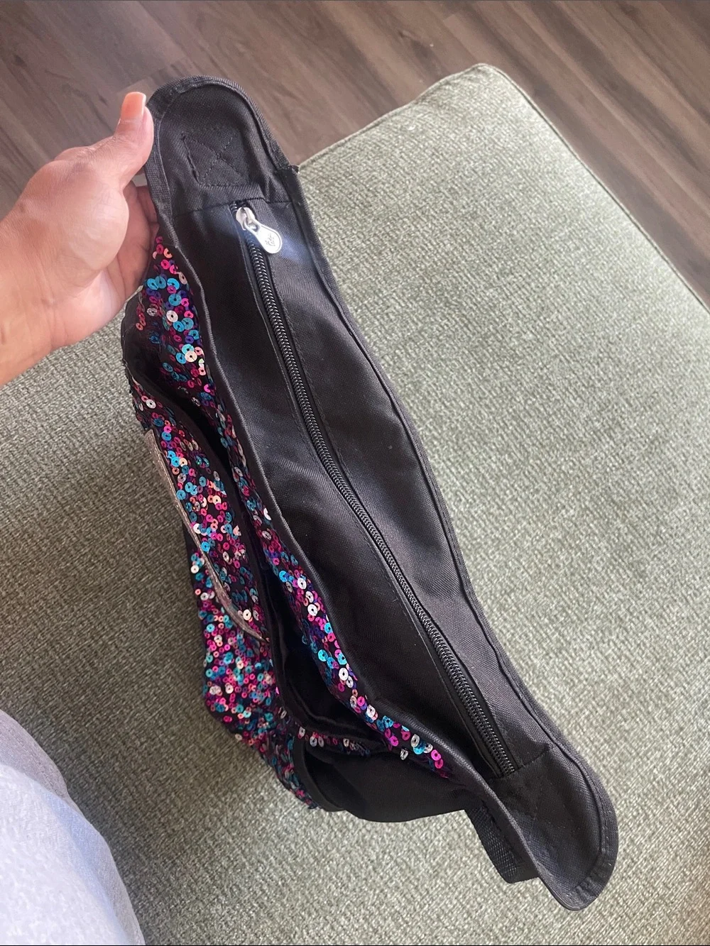 Sparkle Sequin Crossbody Bag with Silver 'D' Accent - Black/Purple/Pink